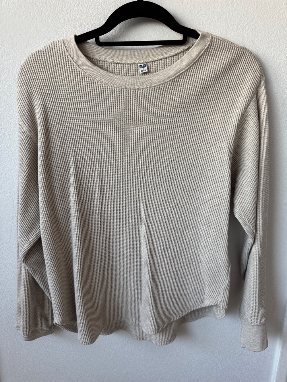 UNIQLO Women’s Waffle-Knit Long Sleeve Top - Cream